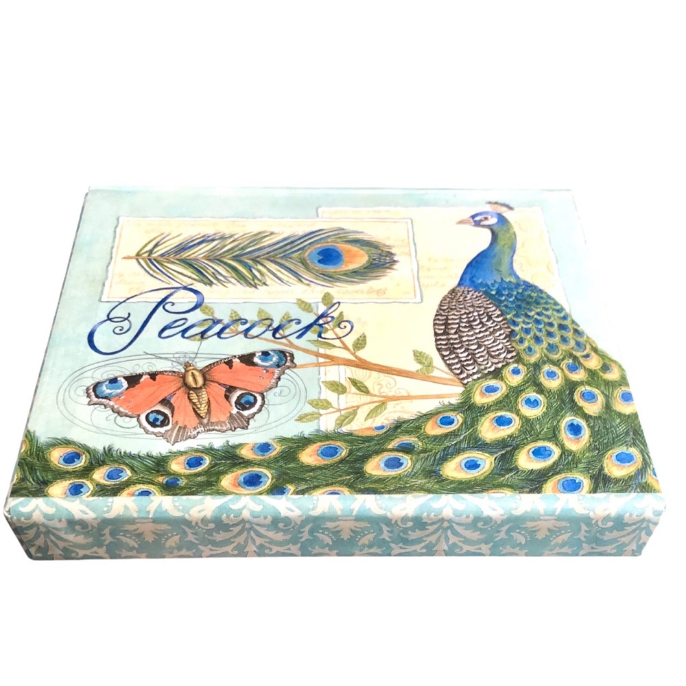 Legacy Peacock Blank Note Cards in Keepsake Portfolio Box, 13 ct